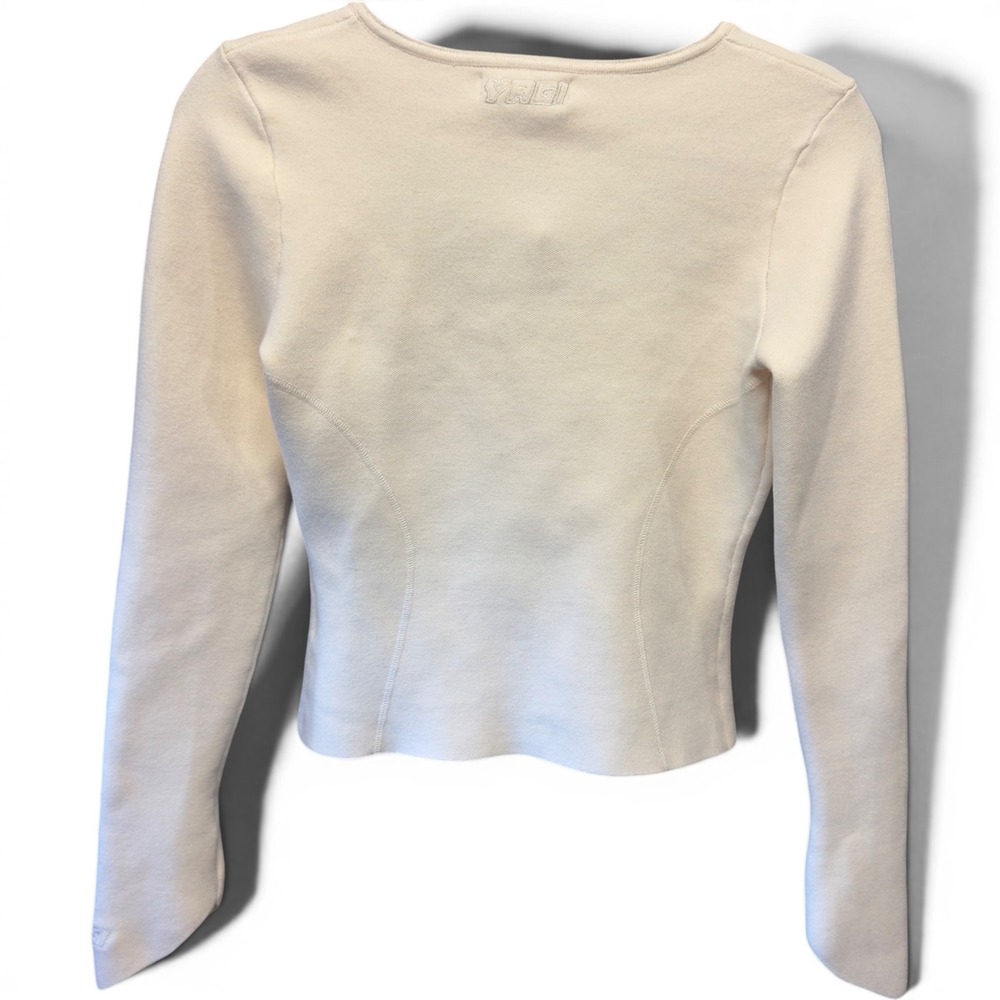 YAGI Cream Zip Up Cardigan Long Sleeve Thumbhole Scoop Neck Top Medium NEW - Picture 5 of 7